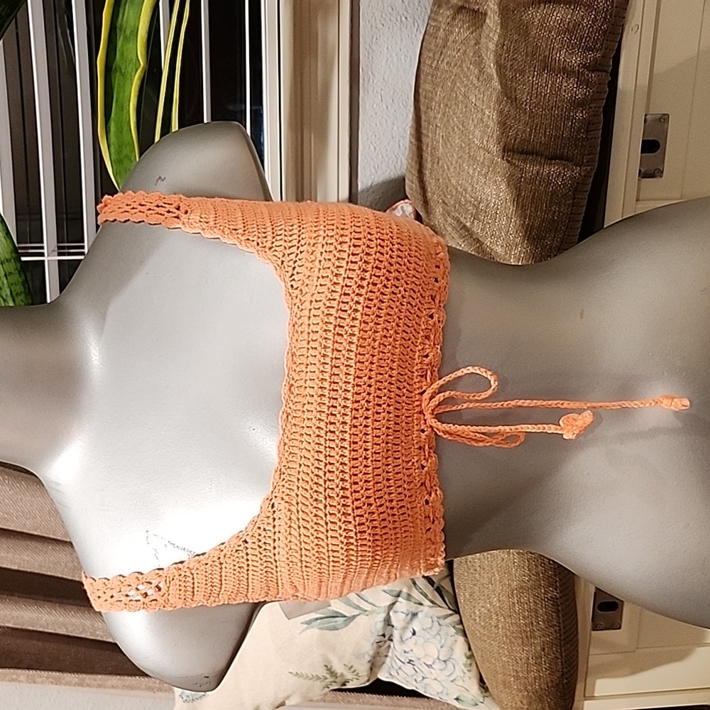 Beauty & the beach crop top XS orange (thj2)